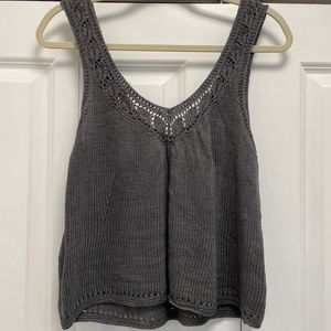 Hand-Knit Cropped Lacey Tank